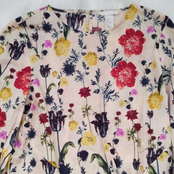 H&M Floral Top Belt Sleeve - Size 8 - Picture 2 of 8